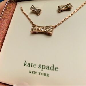 Kate Spade New York Gold Bow Necklace and Stud Earrings Set NWT